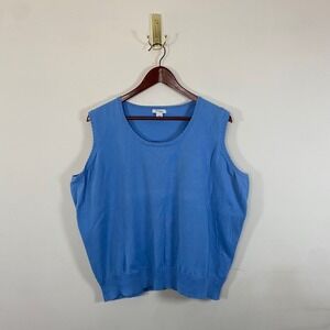 Dressbarn Womens Light Blue Sleeveless Knit‎ Tank Top Scalloped Hems size 18/20